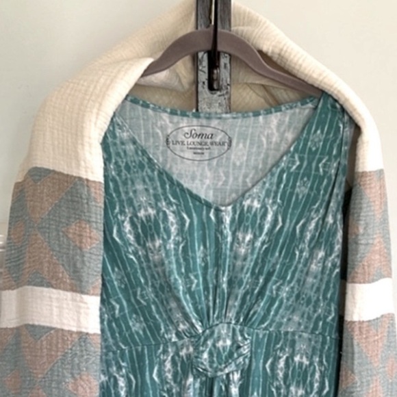 Soma Sleeveless Top V Neck Empire Waist Size Medium Teal Green EUC - Picture 1 of 4
